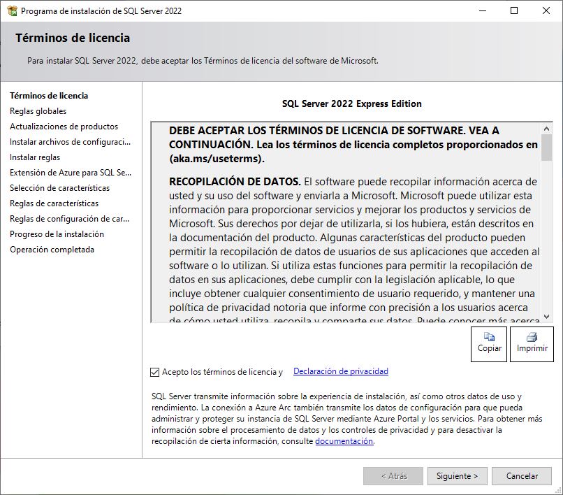 Instalación SQL Server