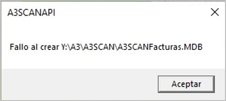Error en A3SCANFacturas.mdb al acceder a a3asesor Scan