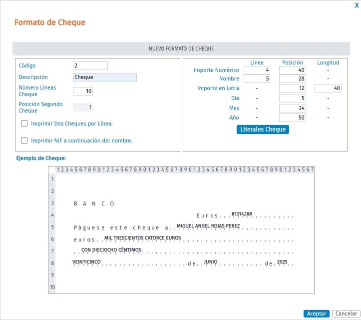 ¿Cómo crear un formato de cheque para el pago de determinadas pagas?
